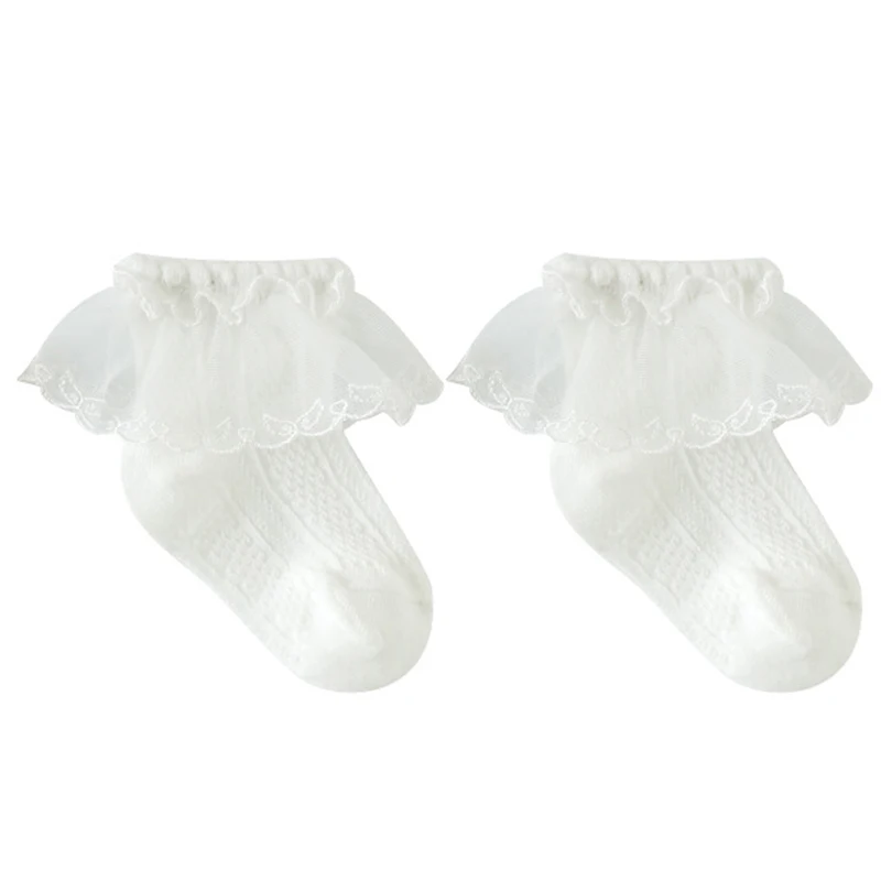 Summer Mesh Cotton Lace Ruffle Frilly Cute Baby Princess Solid White Thin Socks for Girls Children Newborns Clothes Accessories