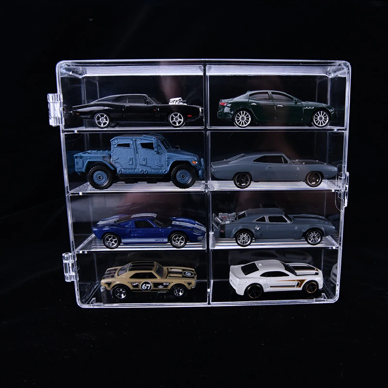 1:64 Car Model Toy Storage Box Hand Puppet Doll Jewelry Storage Rack Transparent Acrylic Dustproof Small Car Display Cabinet