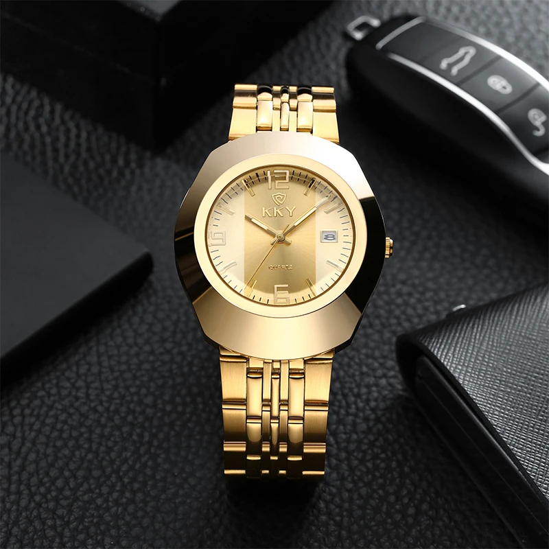 KKY 2024 New Women\'s Luxury Gold Stone Ying Watch Women\'s Fashion Waterproof Calendar Watch