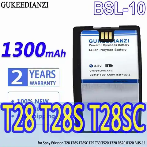 GUKEEDIANZI-batería de alta capacidad BSL-10, 1300mAh, para Sony Ericsson T28, T28S, T28SC, T29, T39, T520, T320, R520, R320, BUS-11