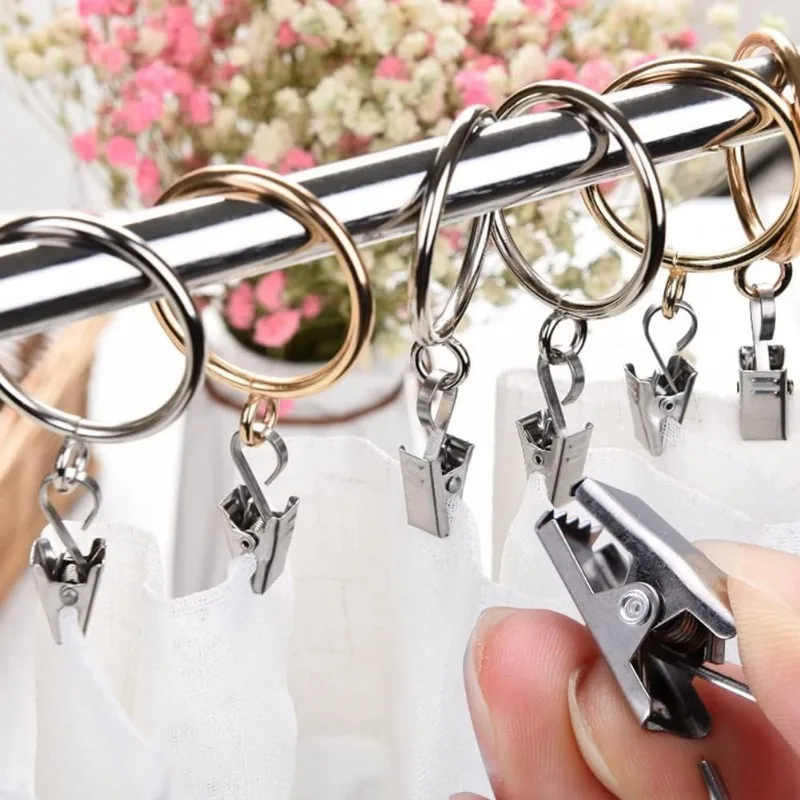 10/50PCS Curtain Hook Clips Multipurpose Hook Clips Sturdy and Reusable Home Photo Picture Metal Hanging S Shape Hooks with Clip