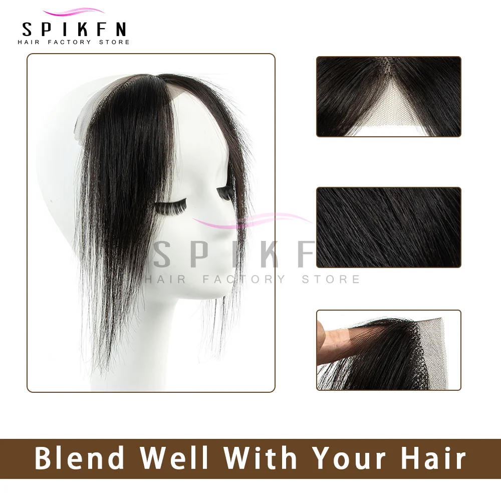 레이스 인모 앞머리 연장 20개 천연 생머리 사이드 뱅 6가지 색상 여성용 블랙 브라운 블론드 헤어