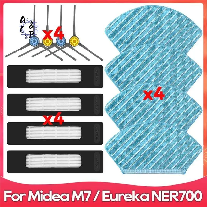 A68P-Replacement Parts For Midea M7 / M7 Pro / M7 Max /Eureka NER700 Robot Vacuum Cleaner Accessory Side Brush Mop Pad Filter