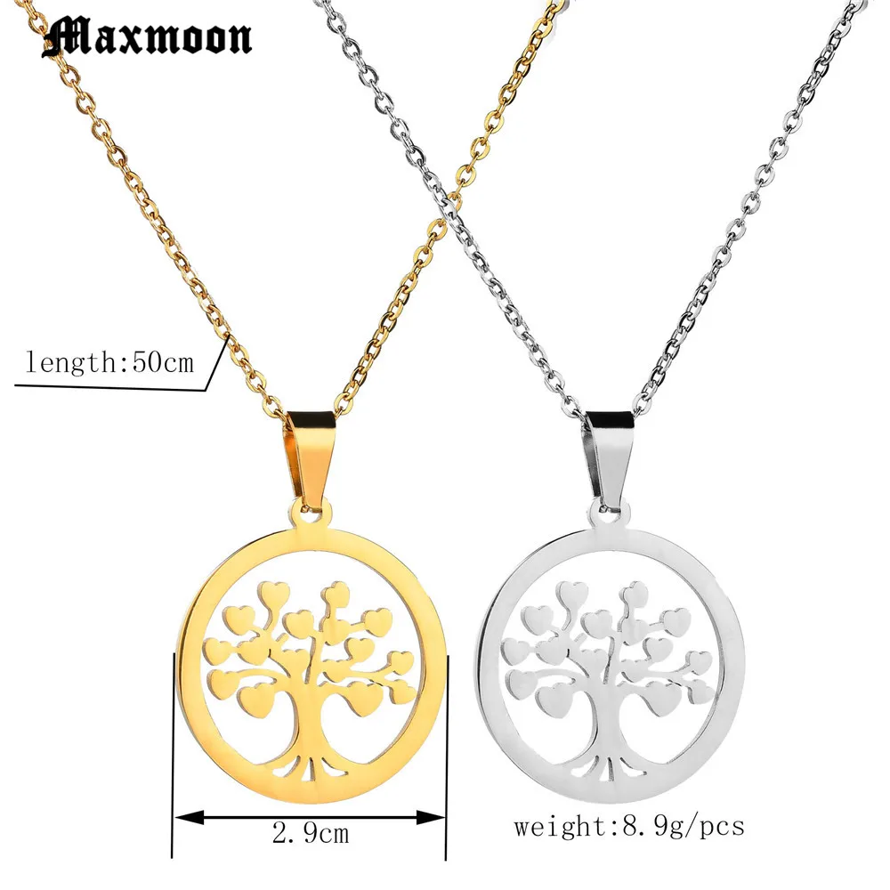 Maxmoon Tree Of Life Pendant Necklace Women Jewelry Elegant Silver Color Gold Long Necklaces & Pendants collares largos de moda