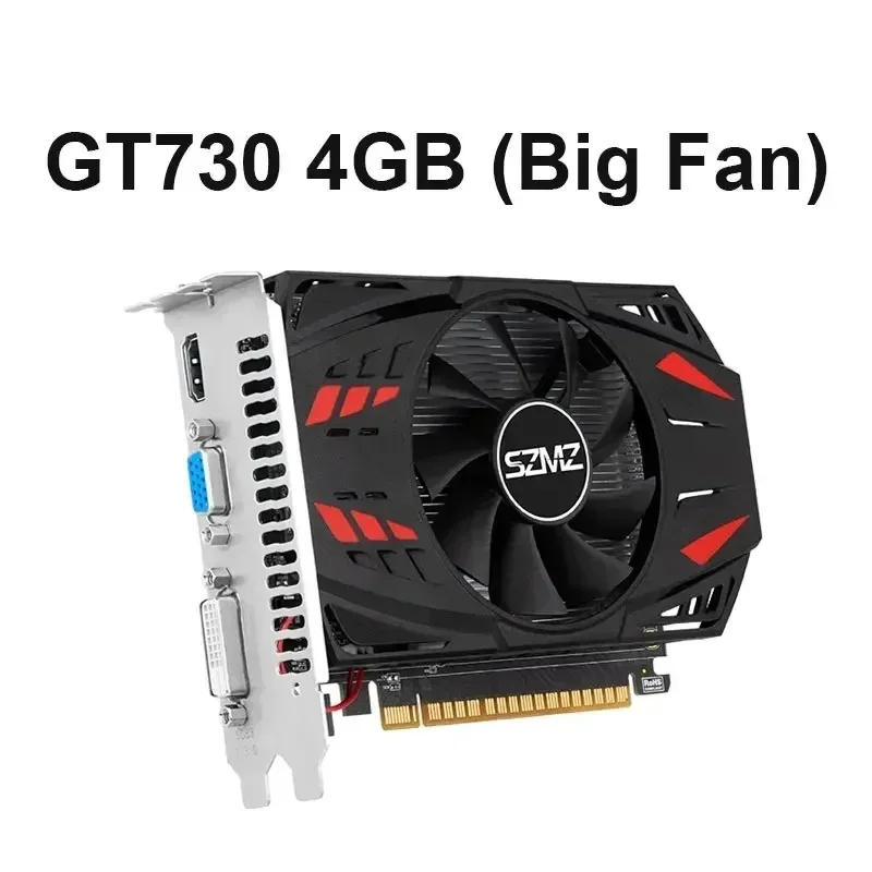 Tarjeta de Video GT730 de 4GB, 64Bit DDR3 con Puertos HDMI, VGA y DVI, Tarjeta Gráfica Nvidia PCIE X16 2.0 GT730 GPU para Computadora de Escritorio