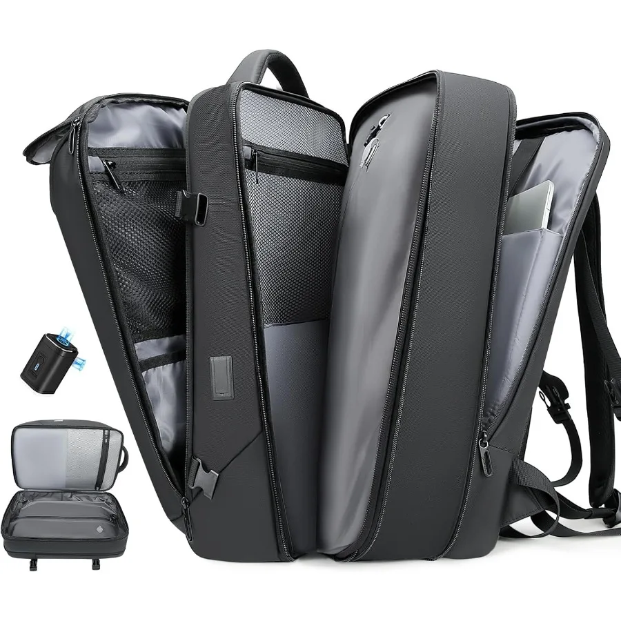 Vacuum Travel Backpack with Pump 50L Expandable Compression Backpack With Vacuum Seal 17.3 Inch Water Resistant Business Laptop