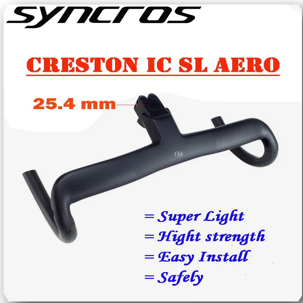 Syncros 25.4mm Carbon Creston IC SL AERO Integrated Cockpit Road Bike Handlebar Black Fully Integrated Cables Di2 Bicycle Parts