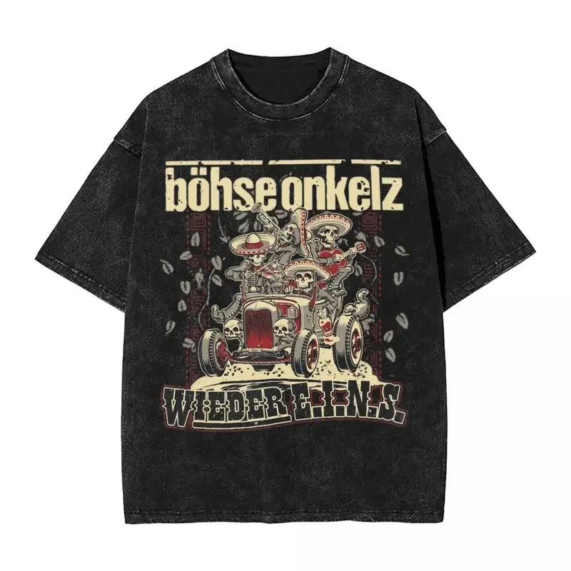 Bohse Onkelz German Washed T Shirts Streetwear Hip Hop Novelty T-Shirt Rock Music Tee Shirt Men Women Harajuku Summer