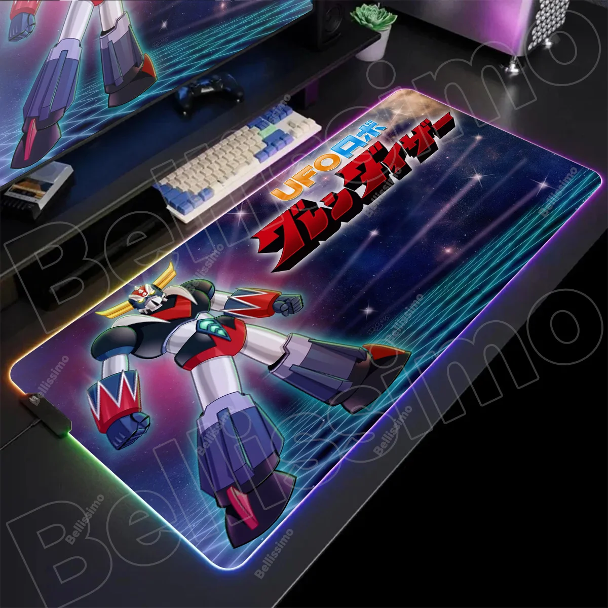 

Actarus UFO Robot Grendizer Keyboard Desk Mat RGB Mousepad Anime Xxl PC Gaming Accessories Large Computer Extended LED Mouse pad