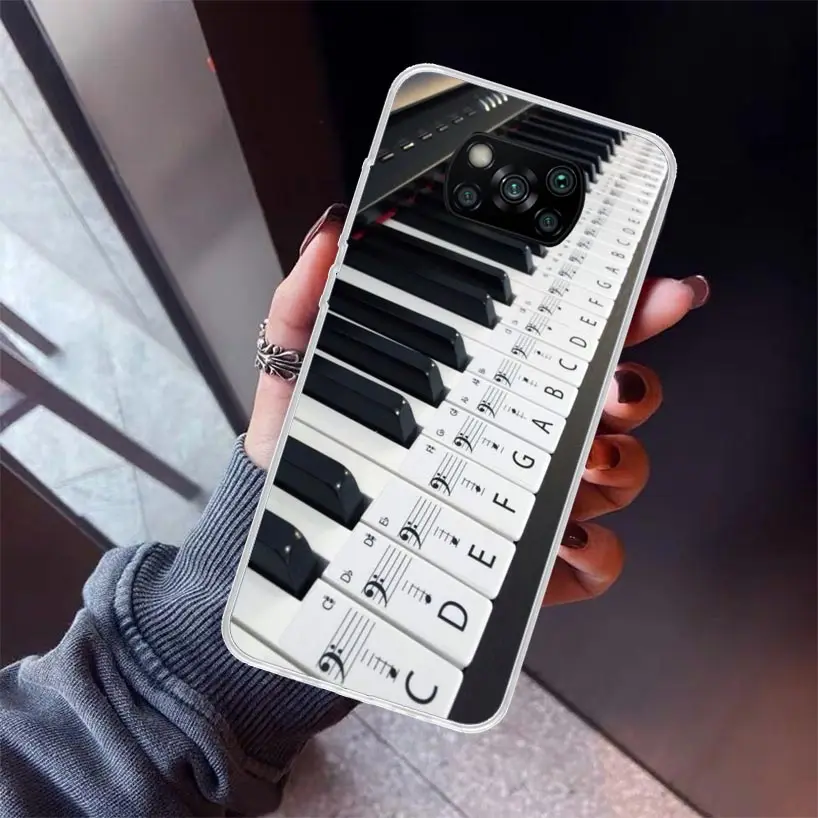 Music Piano Keyboard Phone Case for Xiaomi Poco X6 X5 X4 X3 Nfc F6 F5 Pro F4 Gt F3 F2 F1 M5S M4 M3 5G Soft Cover Print Fundas