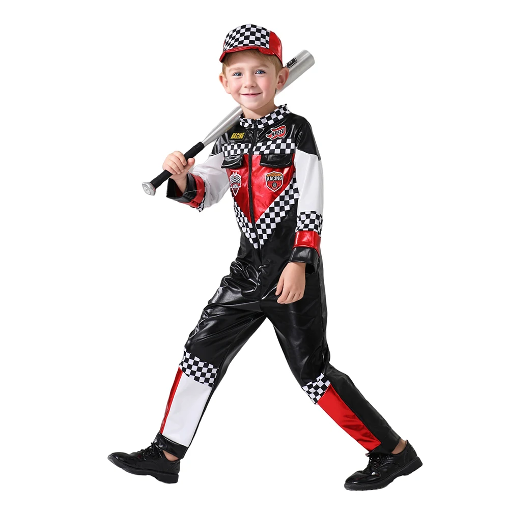 Child Race Car Driver Halloween Role-Playing Costume Kids Racer Uniform Fancy-Dress Ideas Birthday Gift And Party