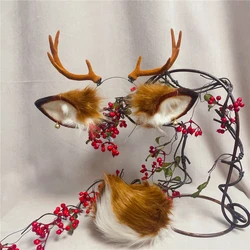 New Hand Made Work Halloween Deer Ears Horn Hairhoop Headwear Tail To Choose Brown Costume Accessories Custom Made