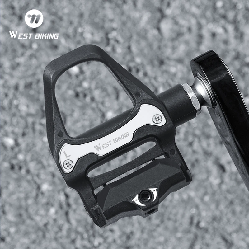 

WEST BIKING Road Bike Pedal Bicycle Locking Pedals Cycling Bearing Cleats Clipless Pedal for SPD SL System with Locking Plate