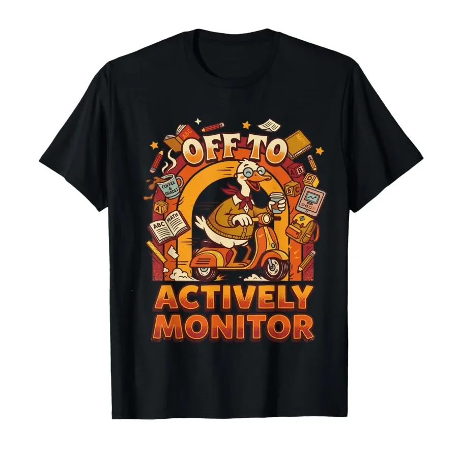 

Off to Actively Monitor Funny Teacher Testing Day Exam Humor T-shirt For Men Women 100% Cotton T Shirts Short Sleeve Tops 0410-3