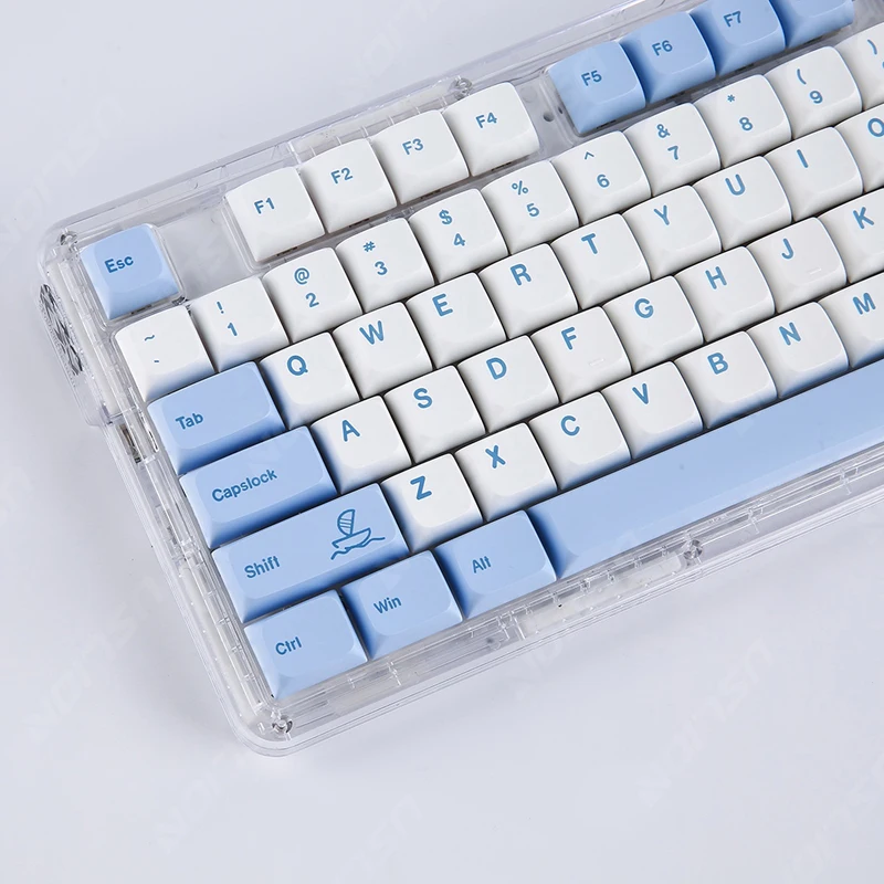 133 키 오션 고래 PBT 키캡 기계식 키보드용, 염료 승화 블루 화이트 게임용 키캡, 사용자 정의 그리스 방지 방진