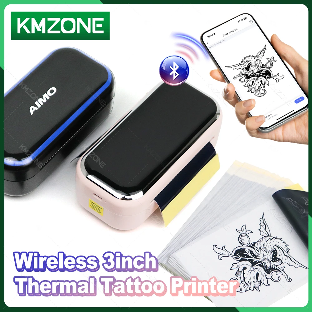 80mm Mini Inkless Thermal Tattoo Printer Wireless Tattoo Stencil 3inch Maker for Tattoo Artists & Beginners Phone Use and Papers