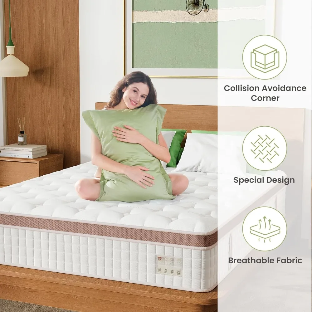 Queen mixed mattress, plush orthopedic support, double-layer memory foam, universal sleep position adaptive mattress