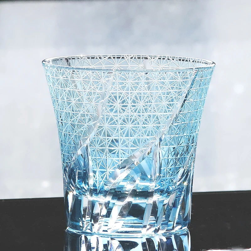 

Ручная резка прозрачного цветного стекла, стакан для виски, Бренди, небесно-голубые напитки, стеклянный декор для бара, стола