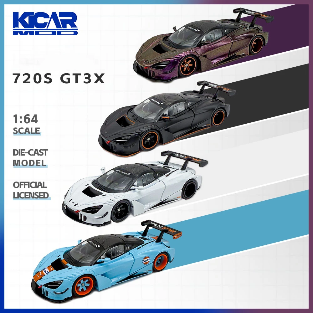

Модель автомобиля Kicarmod 1/64 720S GT3X из сплава – открывающаяся задняя крышка, железное основание, резиновые шины, коллекционная игрушка-машинка, подарок для подростков
