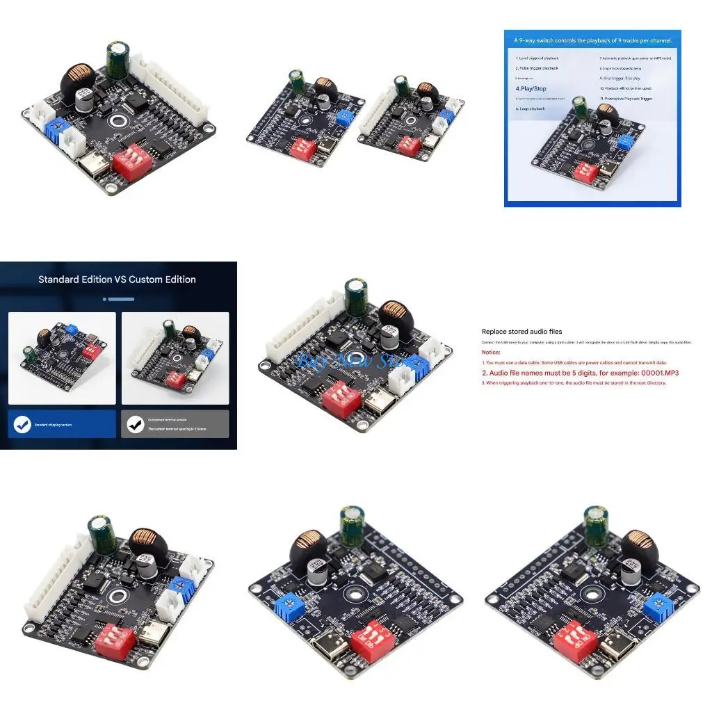 

20CE HF20W MP3 Player Module Wide 12-85VDC 9 Channel Triggers USB Programmable 20W D Class Amplifier For Development Projects