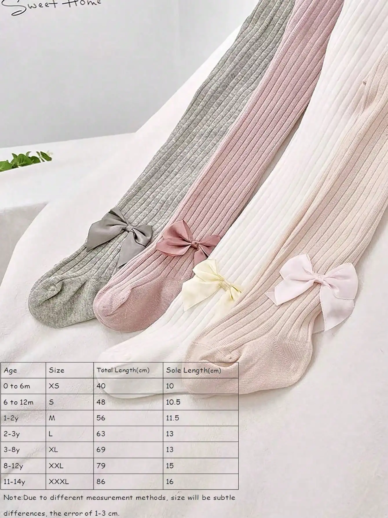 4 pairs of baby girl bow spring and autumn pantyhose