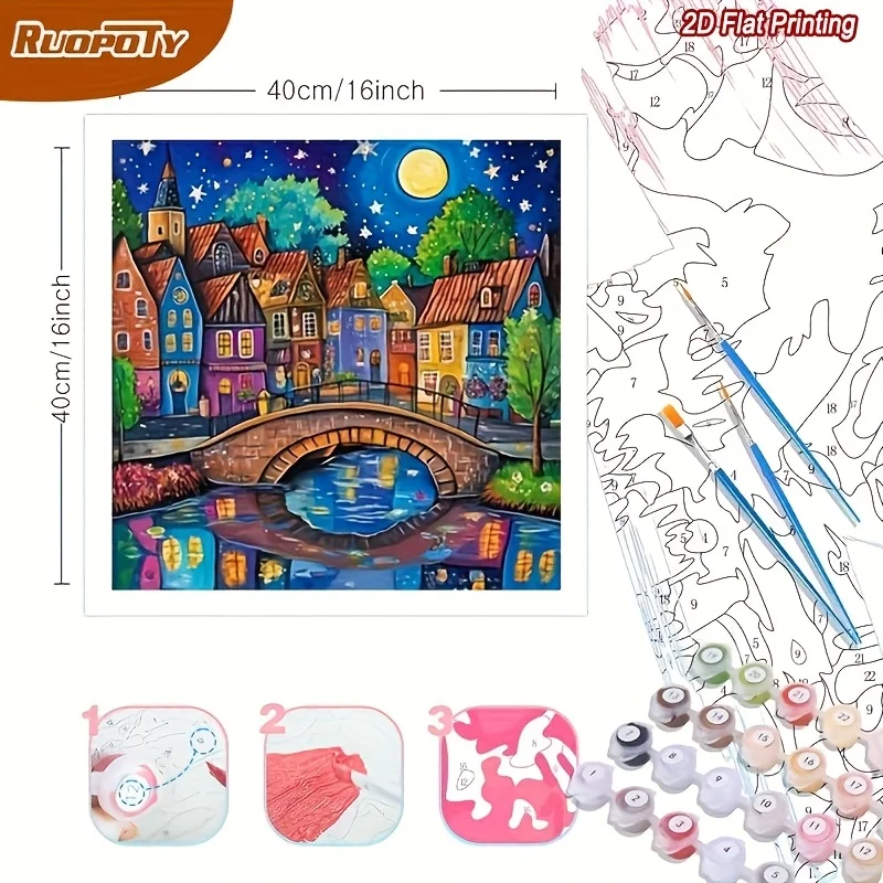 1pc frameless Professional Art Use, 2D Adult Paint by Numbers Kit, Beginner-Friendly DIY Craft Set, 40x40cm/16x16inch, less, Hom