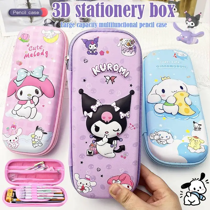 2424 new 3D three-dimensional leather pencil case cartoon primary school children's pencil case large capacity pen bag gift