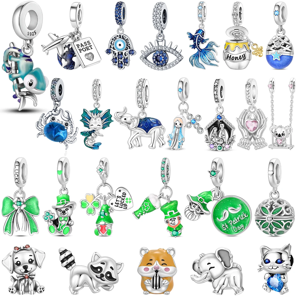 New Original 925 Sterling Silver Charm Chameleon Devil Eye Pendant Hermit Crab Bead Fit Women Bracelet Necklace DIY Jewelry Gift