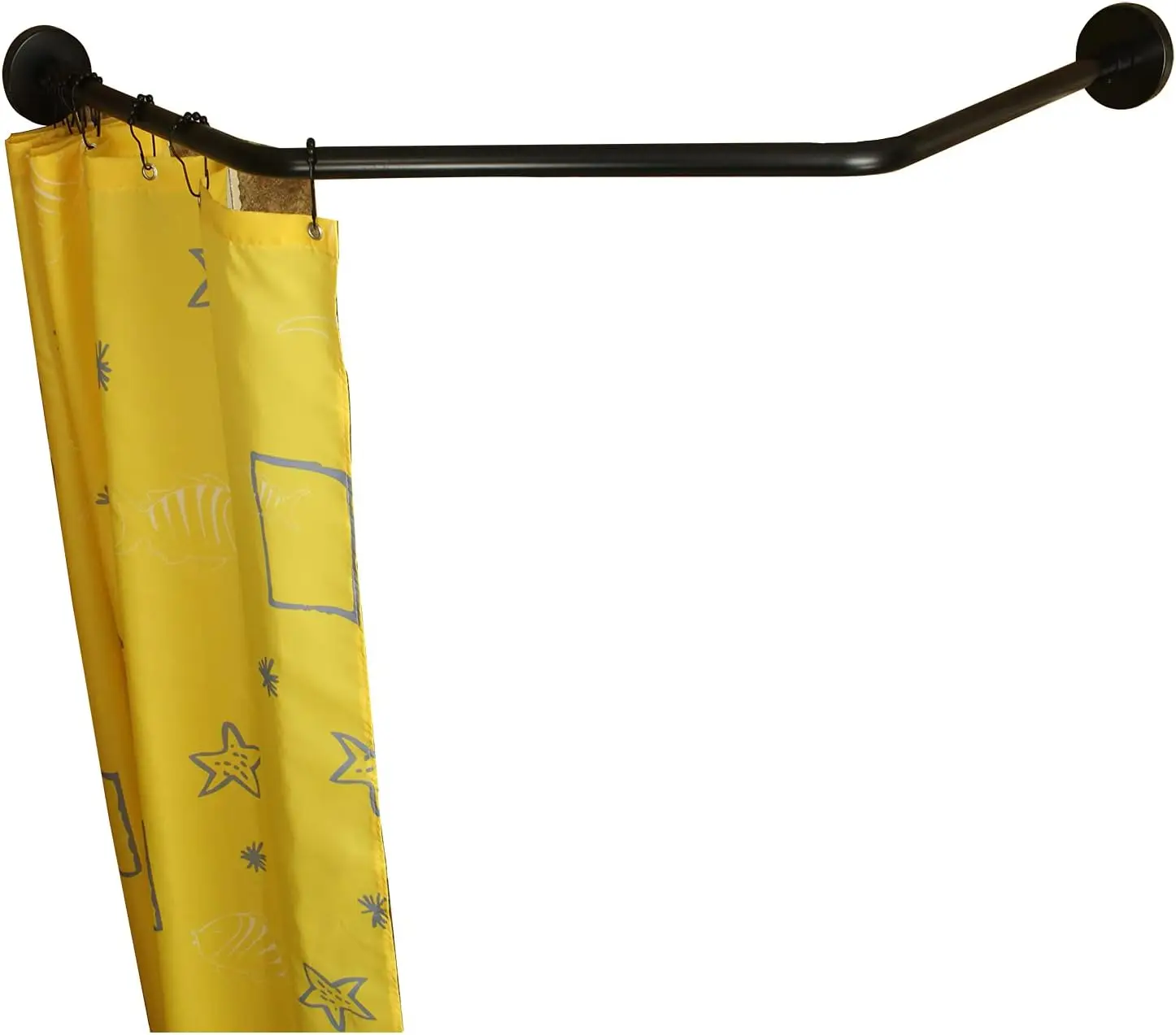 

Регулируемый L-образный карниз для душевой занавески из нержавеющей стали, дизайн «Черный бриллиант», подходит для боковин шириной 17-25,6 дюймов и ширины 20-26 дюймов