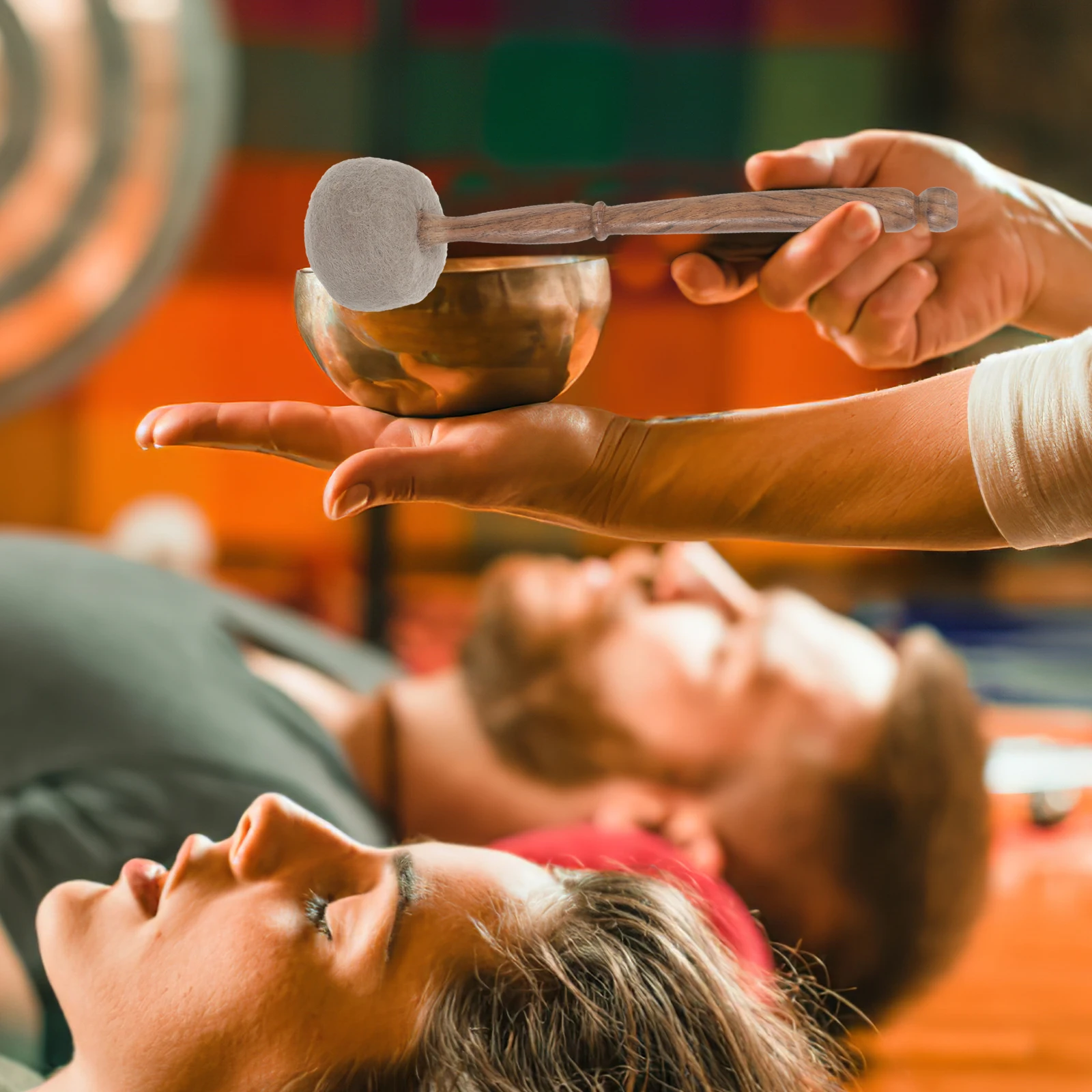 

Felt Head Singing Bowl Mallet Wooden Handle Lightweight Tibetan Sound Bowl Striker Meditation Accessory for Relaxation and