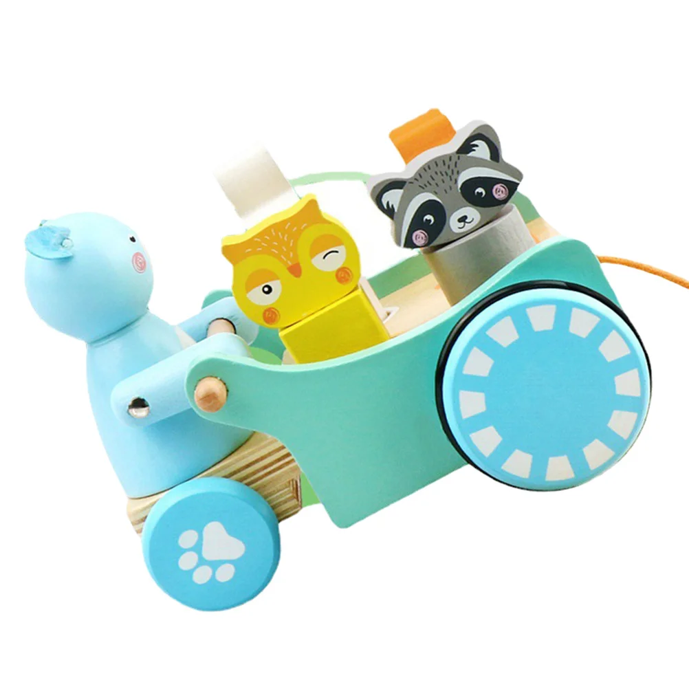 1 conjunto crianças veículo de reboque de madeira carrinho educacional bebê walker aprendizagem precoce dos desenhos animados desenvolvimento cognitivo brinquedo