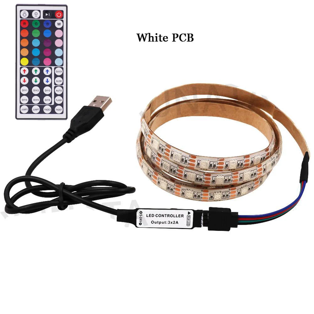 HEGEHE 5V USB LED Streifen RGB Licht 5050 24key / 44key Fernbedienung Kit USB Power Wasserdicht Flexible Led Band selbstklebende TV Hintergrundbeleuchtung 4