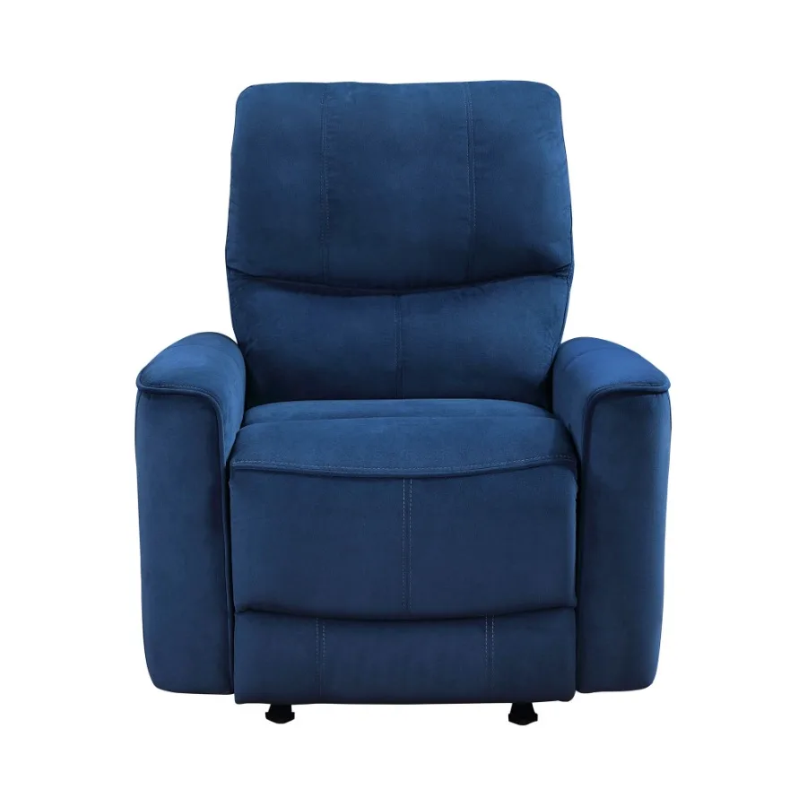 Modern Living Room 1pc Power Rocker Reclining Chair Blue Velvet Upholstery Solid Wood Frame Luxury Home Furniture