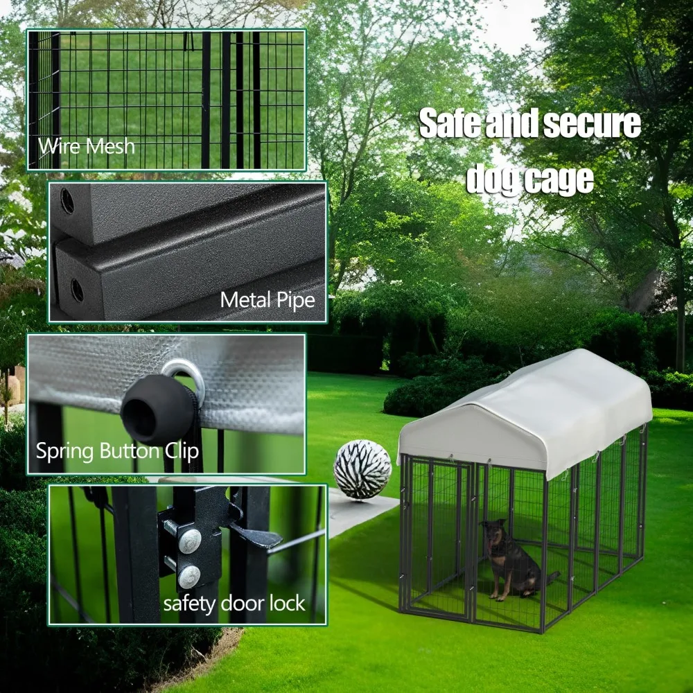 12 Panels Large Outside Outdoor Dog Kennel Large with Roof Heavy Duty Dog Kennel Outdoor Indoor Dog Playpen