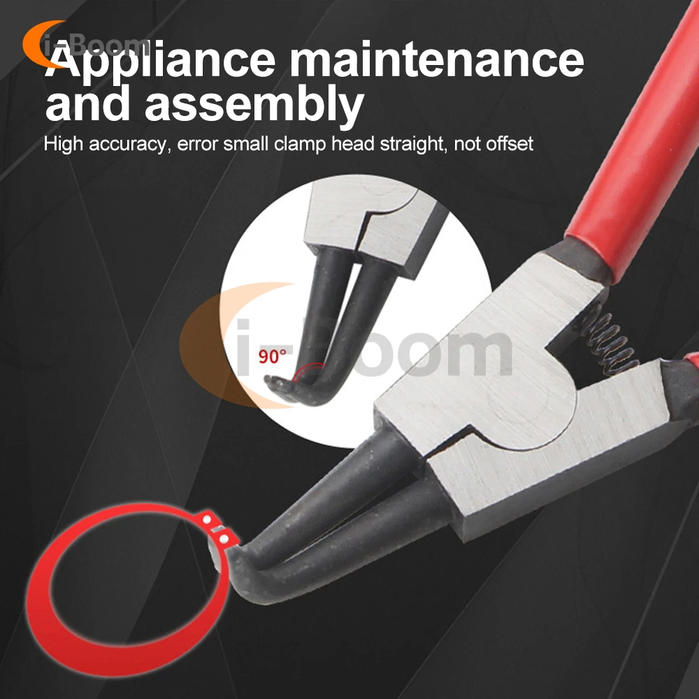 Imagem -03 - Circlip Alicadores Precision Primavera Loaded Tool Interno Externo Anel Remover Instalação Ferramenta em Linha Reta 90 ° Curvo Mandíbula Ponta 1pc