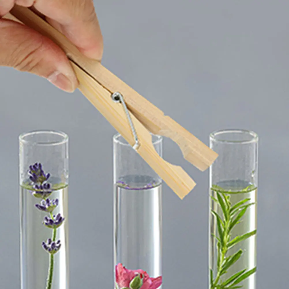 

8Pcs Test Tube Clips Bamboo Made Strong Grip for Lab Use Long Handle Safety Design Experiment Clamp Tools Test Tube Clamps