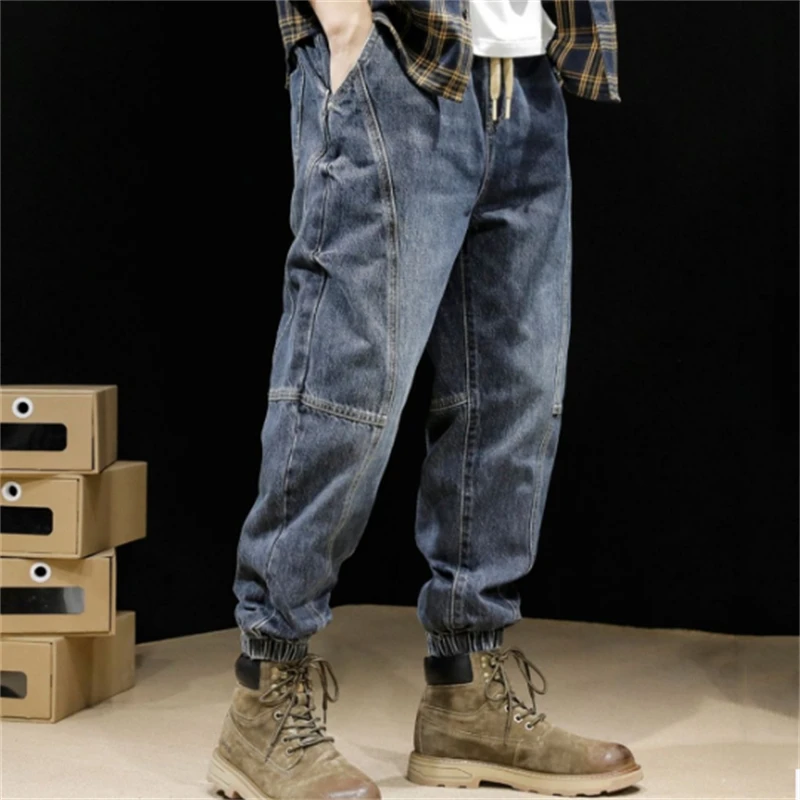 Harem Pants Men Casual Denim Washed Jean Male Jogging Pant Hip Hops Loose Trousers Big Size