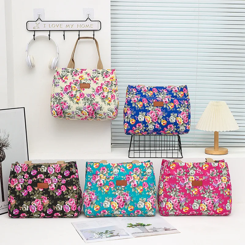 Solid Color Canvas Tote Bag Multi-Compartment Large Capacity Shoulder Handbag for Women Shopping Lunch Bags Mom Student