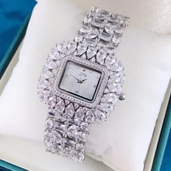 017220 Luxury Watch for Women AAA Cubic Zircon Crystal Watch for Wedding Party Jewelry Japan Movement Waterproof