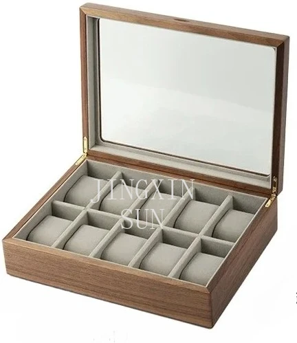 Solid Wood Watches Storage Box Black Walnut Wrist Watch Jewelry Bracelet Collection Box High-end Gift for Boys
