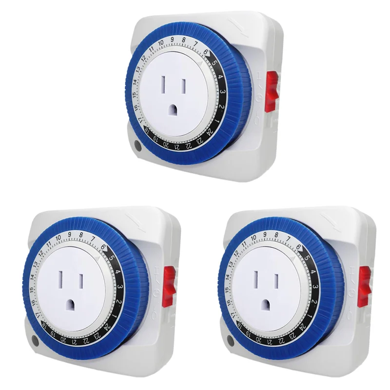 

AB41-3X Outlet Timer Switch 24 Hour Plug-In Electric Mechanical Outlet Timer Switch Outlet Mechanical Timing Socket US Plug