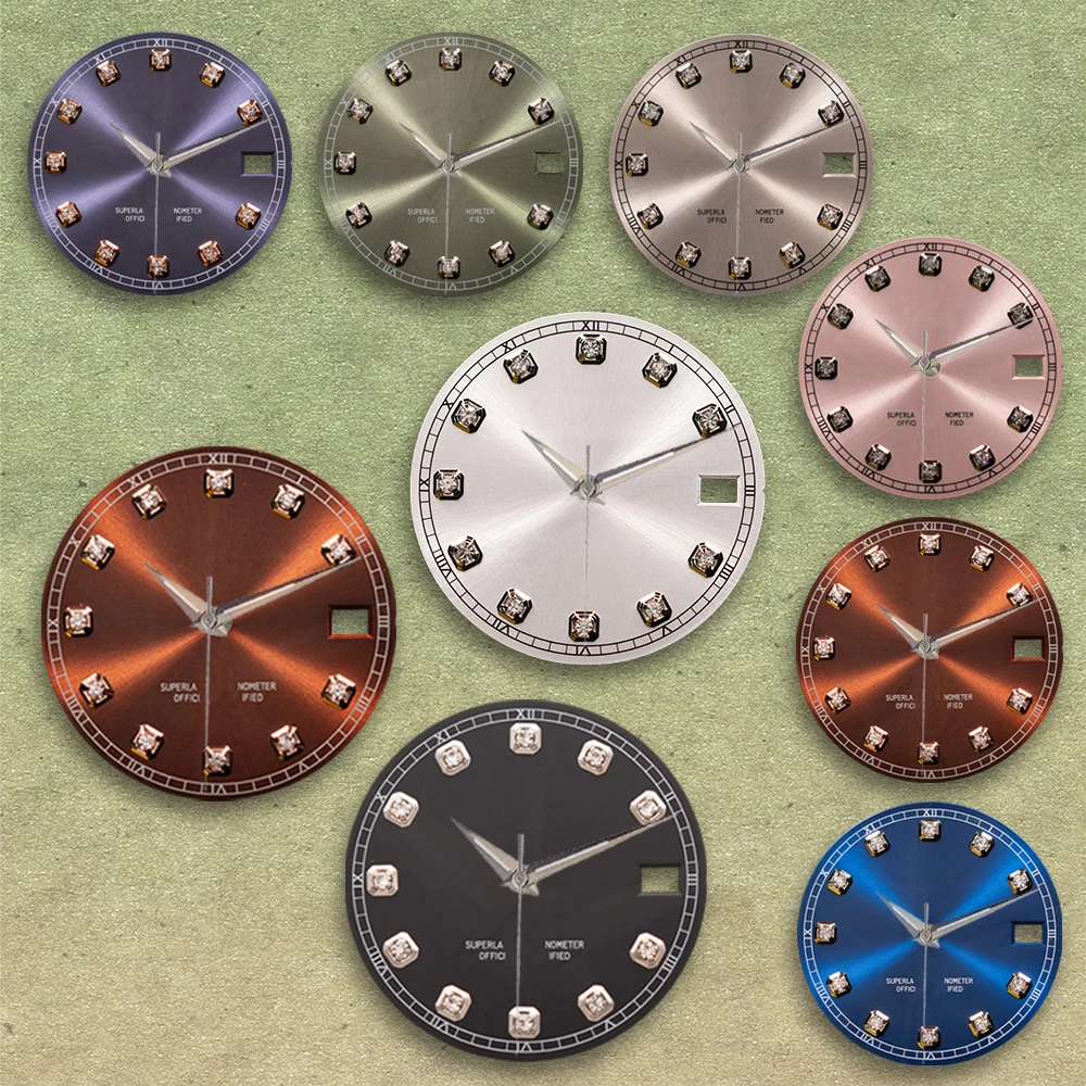 NG S Logo 28,5 mm Diamond Sunray Dial NH35/NH36 Uhrwerke braune Uhren für Herren Uhrenmodifikationszubehör Reparaturwerkzeuge