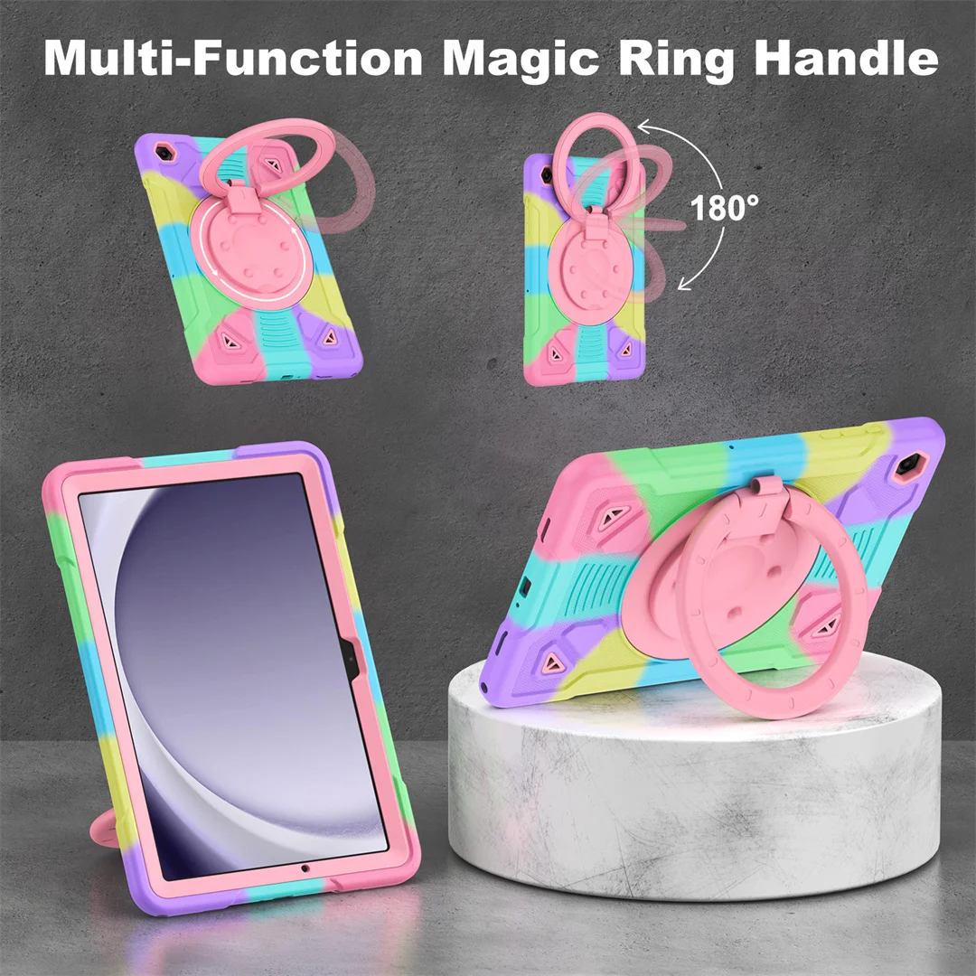 

For Samsung Galaxy Tab A11 A9 Plus 11in 2025 Shockproof Case Cover Magic Ring Stand Shoulder Strap Full Body Military Protection