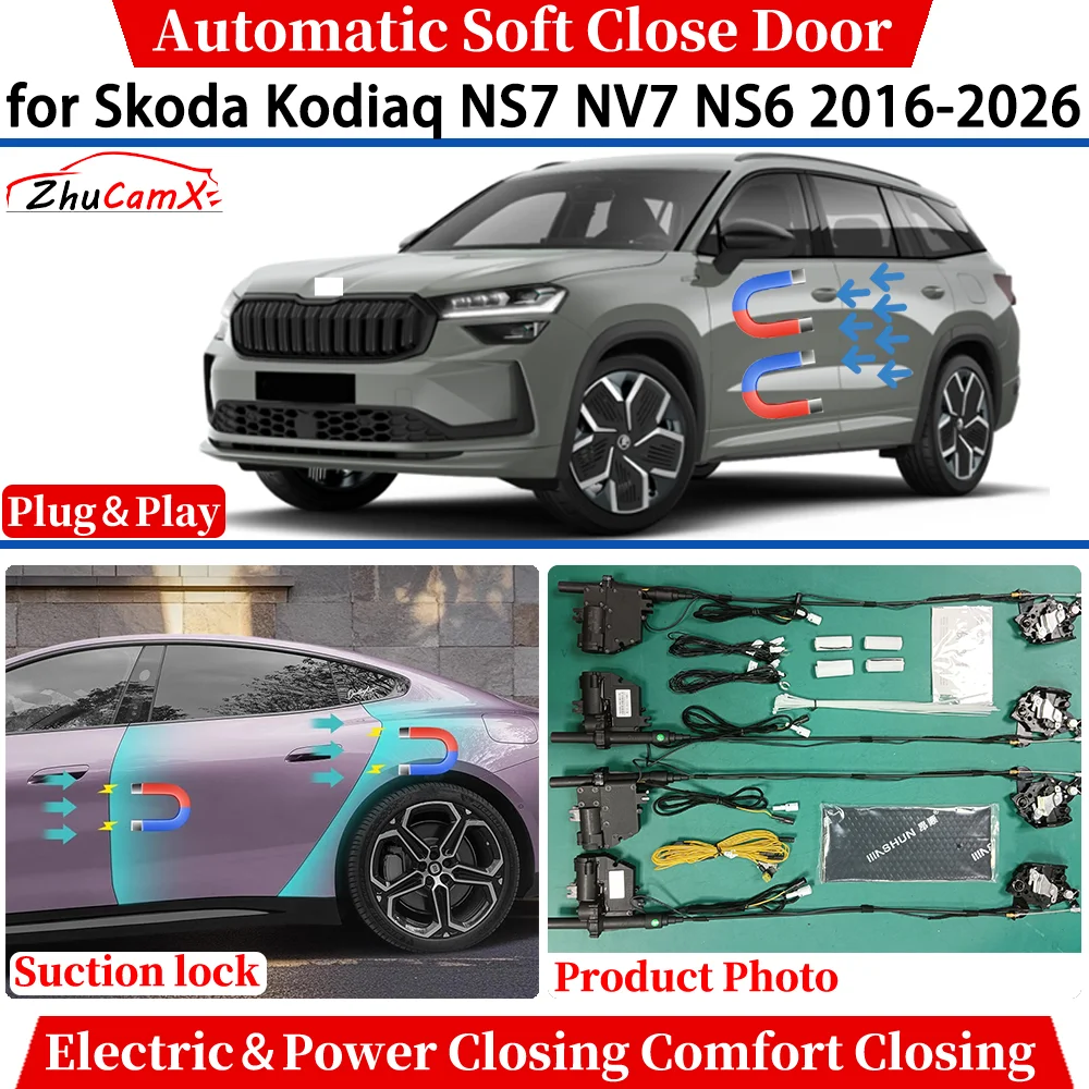 

for Skoda Kodiaq NS7 NV7 NS6 2016-2026 Car Automatic Soft Close Door Electric Power Comfort Closing Suction lock Quiet System