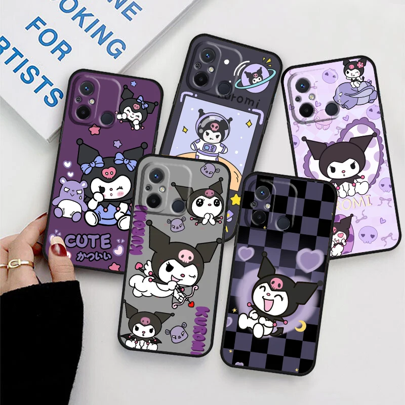 Kuromi Cartoon For Xiaomi Redmi 12 12C 11 A1 Plus 10 10X 9T 9C 9C 8 7 4G 5G Silicone TPU Soft Black Phone Case Coque Capa Fundas