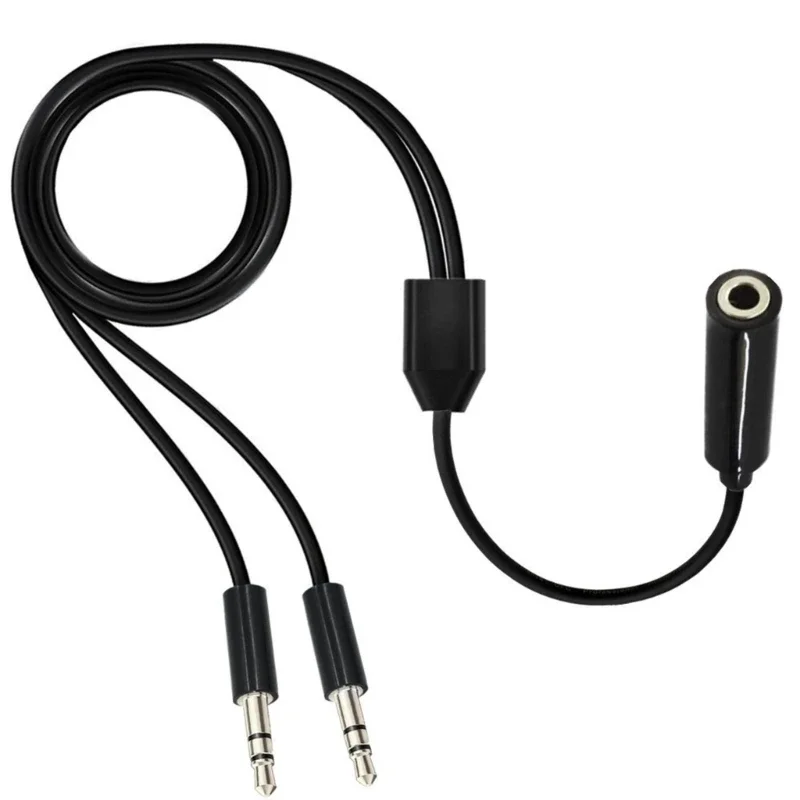 3.5mm Female to 2x3.5 Plug Male Adaptor Cord Cable for PC Computer Speakers 3.5 Female and 2 Public Source Share