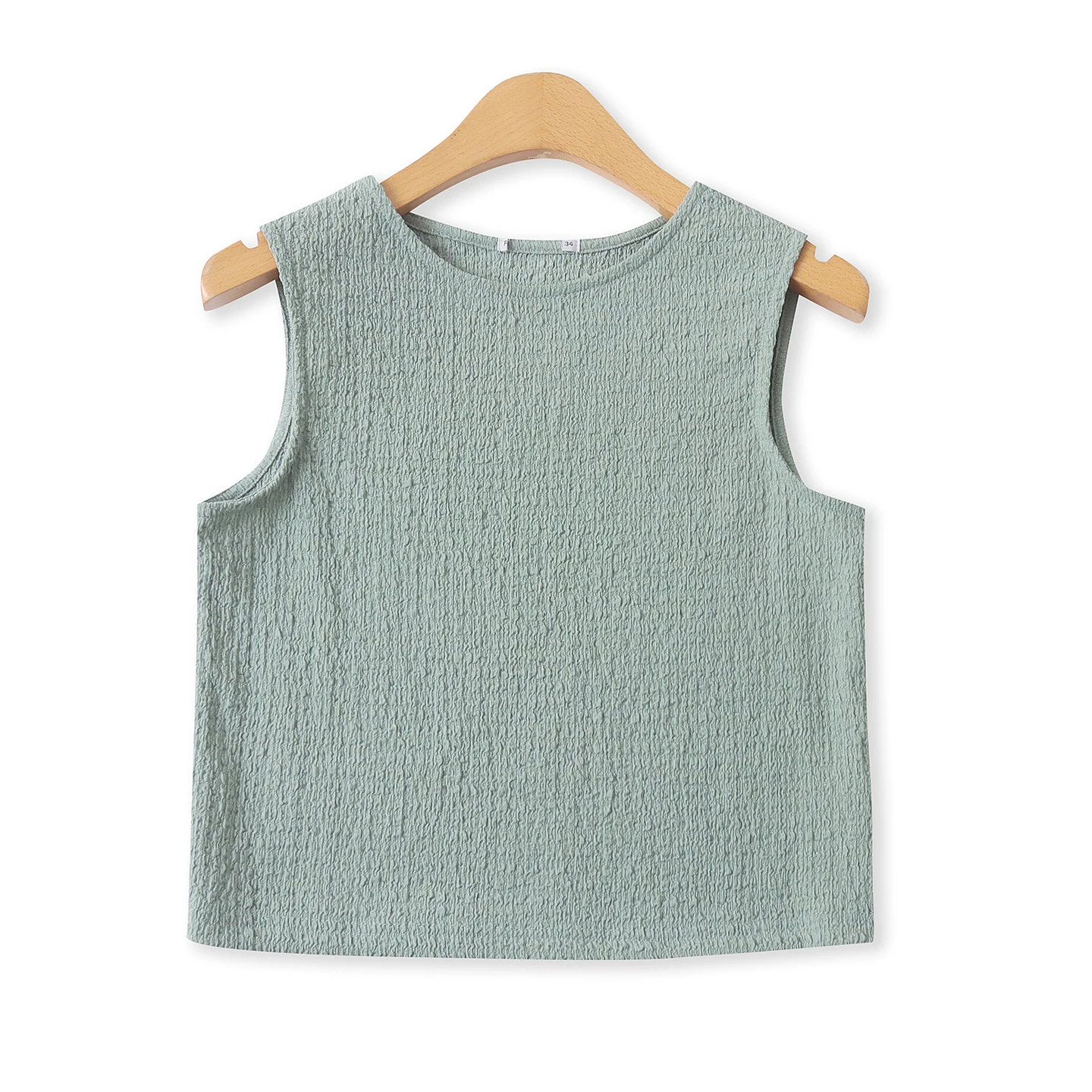 Summer New Style Women's Folded Sleeveless Top Candy Color Texture Slim Fit Short Length Versatile Upper Body 19682