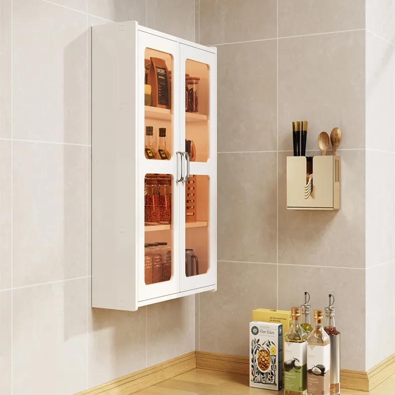 Kitchen spice storage cabinet, balcony storage rack, corner multi-layer, waterproof wall-mounted, no-drill type