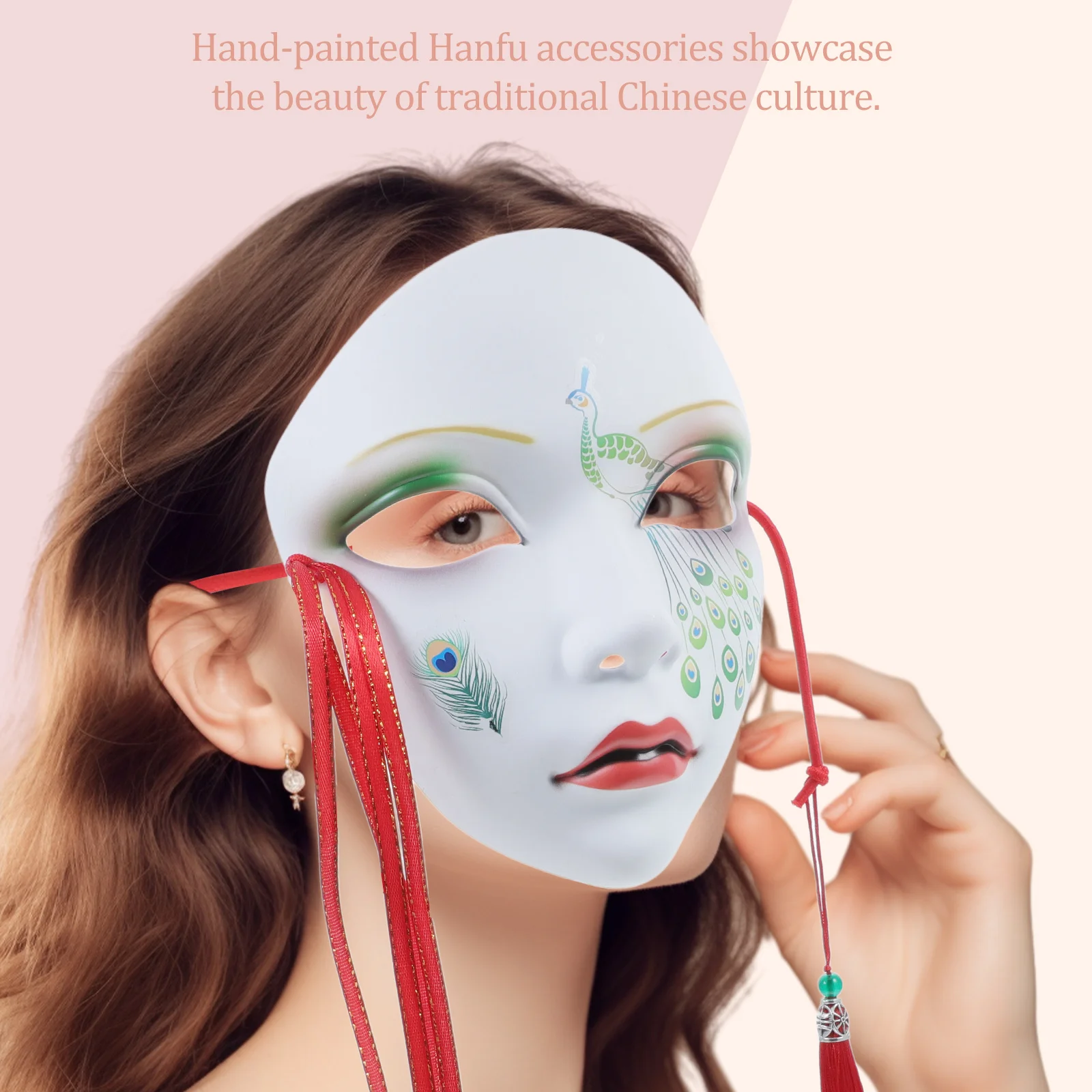 Máscara facial completa estilo chinês festa masquerade halloween cosplay decoração máscara de plástico para adultos feminino festival reunião