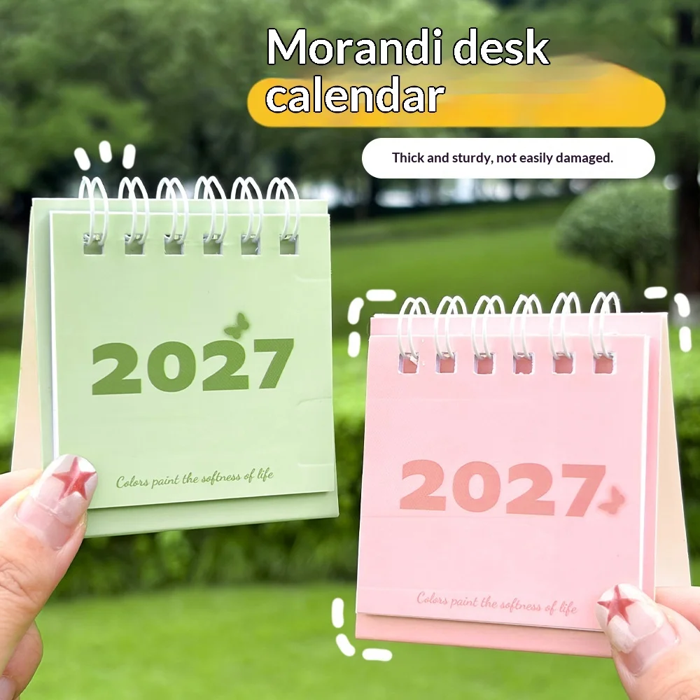2027 Monthly Desk Calendar Vintage Minimalist Style with Memo Notes for Home Office Family Event Reminder Use